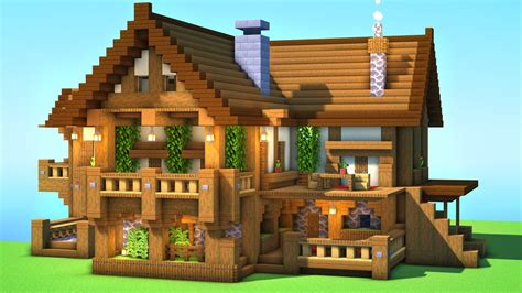 How to Build a House in Minecraft! Wooden Medieval Mansion Tutorial ...