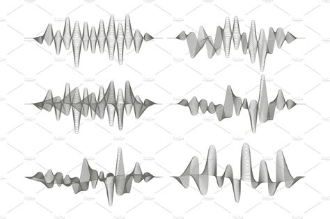 Set of sound waves. by Woters little shop on @creativemarket | Onde sonore, Land art, Graphisme