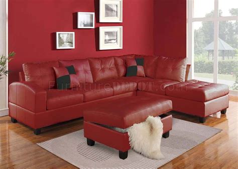 51185 Kiva Sectional Sofa in Red Bonded Leather by Acme