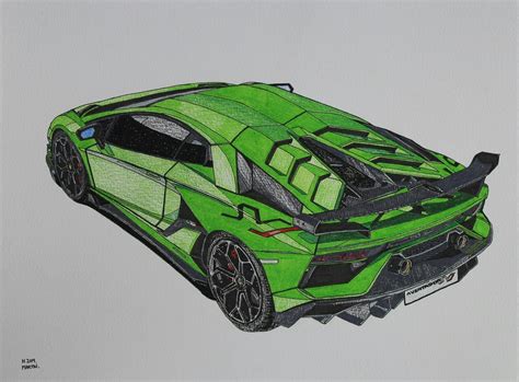 Lamborghini Aventador SVJ Drawing Original A3 Size Hand-drawn - Etsy