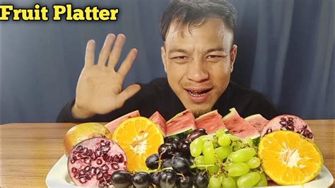 ASMR EATING FRESH FRUIT PLATTER(DIFFERENT COLOUR FRUIT) *asmr eating sounds* - YouTube