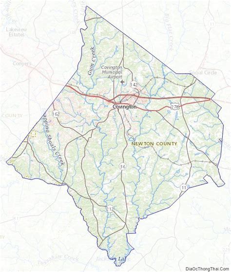 Topographic map of Newton County, Georgia | Newton county, Georgia ...