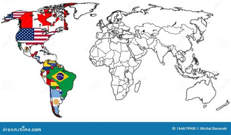 Organization of American States Territory on World Map Stock ...