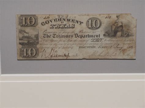 Republic Of Texas $10 Note 1839