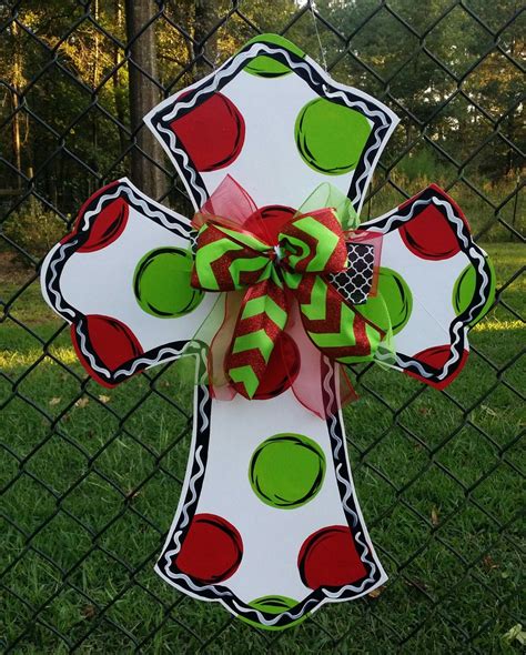 Christmas Decoration Christmas Cross door by Thepolkadotteddoor