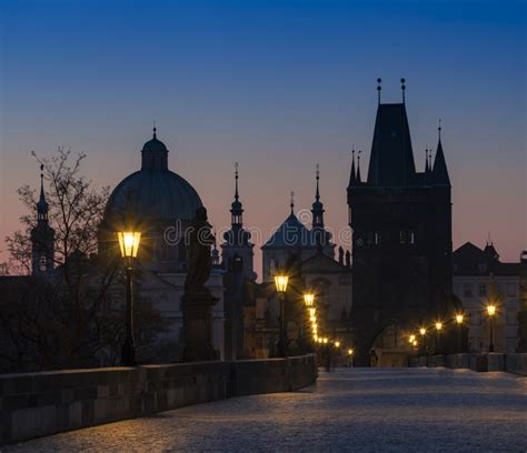 Charles Bridge at Sunrise, Prague, Czech Republic Stock Image - Image ...