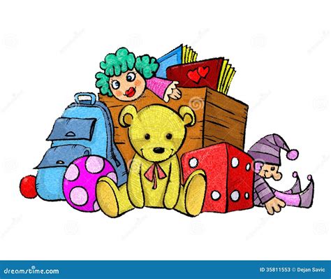 Pile of toys stock illustration. Illustration of case - 35811553