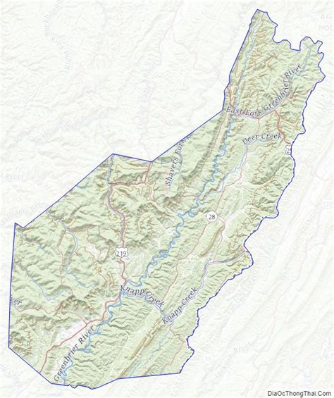 Map of Pocahontas County, West Virginia - Thong Thai Real