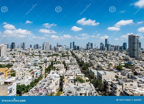 Aerial View of Tel Aviv City with Modern Skylines Against the Blue Sky in the Downtown of Tel ...