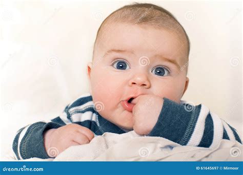 Cute Baby Boy with Big Blue Eyes. Stock Image - Image of people ...