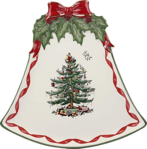 Amazon.com | Spode Christmas Shaped Dishes | Set of 2 Red and Green Serving Platters for Cookies ...