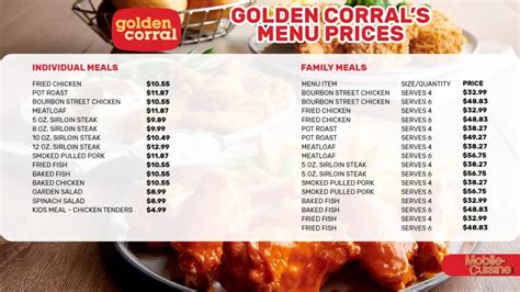 Golden Corral Lunch Hours, Menu, and Prices - 2024