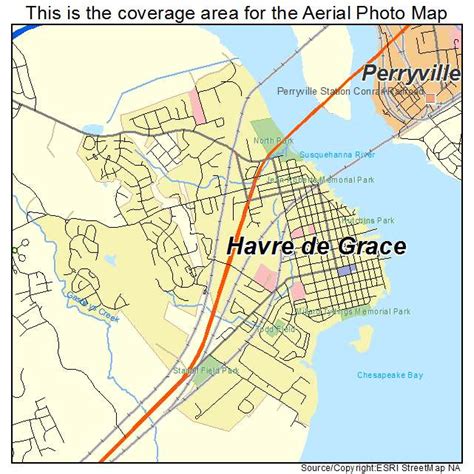 Aerial Photography Map of Havre de Grace, MD Maryland