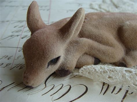 Vintage Adorable Flocked Baby Doe Deer With Life Like Eyes Over 4 ...