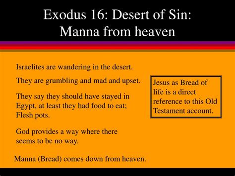 PPT - Exodus 16: Desert of Sin: Manna from heaven PowerPoint ...