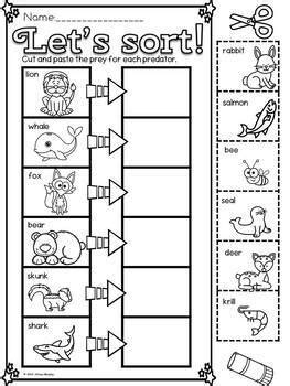 predator or prey assessment and cut and paste worksheets | Made By Teachers