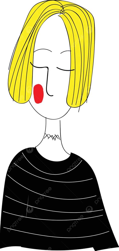 Blond Girl With Red Lipstick Vector Illustration Female Lovely Lipstick ...