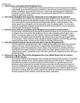 Navigation Acts Mercantilism in the Colonies Reading Summary and Questions