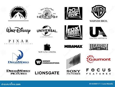 Logotipos Principais Do Vetor Dos Estúdios Cinematográficos Fotografia ...