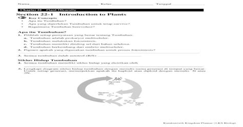 Section 22-1 Introduction to Plants · Tumbuhan melakukan fotosintesis. c. Tumbuhan memiliki ...