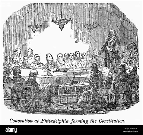 CONSTITUTIONAL CONVENTION. /nConvention at Philadelphia, 1787. Line engraving, 19th century ...