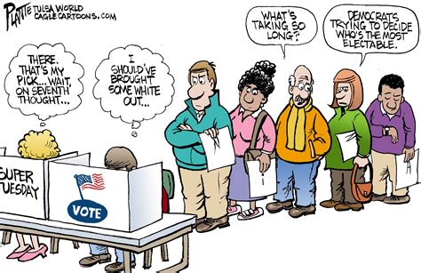 Political Cartoon U.S. Super Tuesday democrats confused voting line ...