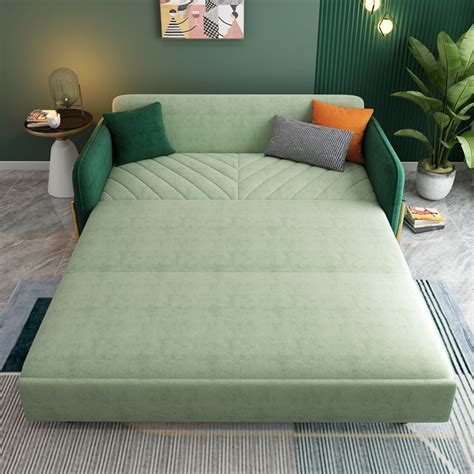 King Sleeper Sofa Green Upholstered Convertible Sofa