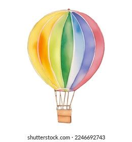 Rainbow Hot Air Balloon Hand Drawn Stock Vector (Royalty Free ...