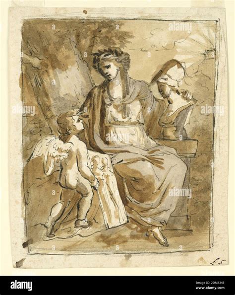 A Seated Muse, Fortunato Duranti, Italian, 1787 - 1863, Pen and bistre ...