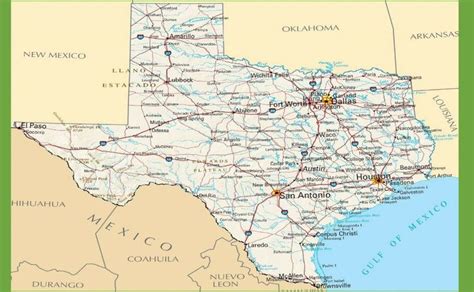 TEXAS STATE ROAD MAP GLOSSY POSTER PICTURE PHOTO BANNER TX highway ...