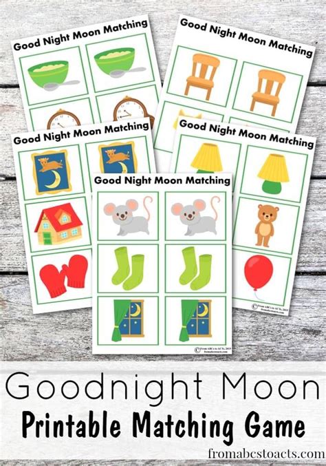 Goodnight Moon Printable Matching Game - From ABCs to ACTs | Good night moon, Moon activities ...