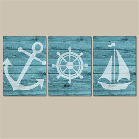 Nautical Wall Art, Nautical CANVAS or Print, Nautical Nursery Decor, Sailboat Anchor, Nautical ...