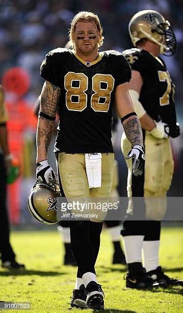 Jeremy Shockey of the New Orleans Saints walks to the sidelines in a ...