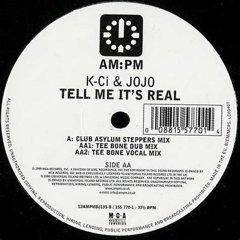 K-Ci & JoJo - Tell Me It's Real (Remixes) (2000, Vinyl) | Discogs