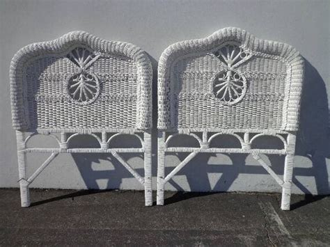 2 Vintage Woven Wicker Rattan Twin Headboards Peacock Sunshine