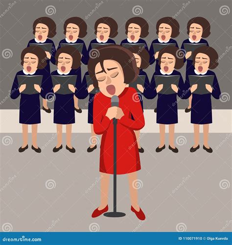 Women`s Choir Vector Cartoon Illustration Stock Vector - Illustration ...
