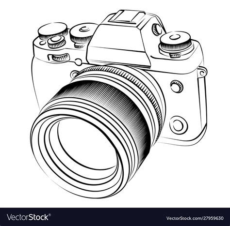 Sketch slr camera Royalty Free Vector Image - VectorStock