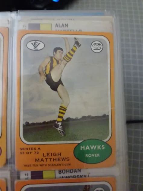 1973 A VFL Scanlens #33 Leigh Matthews Hawthorn Rookie Card $95.00 ...