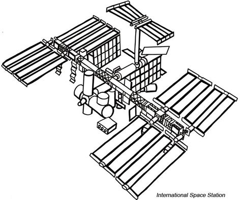 International Space Station Drawing | Space station illustration, Space tattoo, International ...