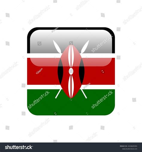 Kenyas Flag Standard Colors Square Icon Stock Vector (Royalty Free ...