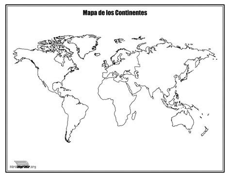 Mapa de los continentes sin nombres para colorear y para imprimir | Continentes y océanos ...