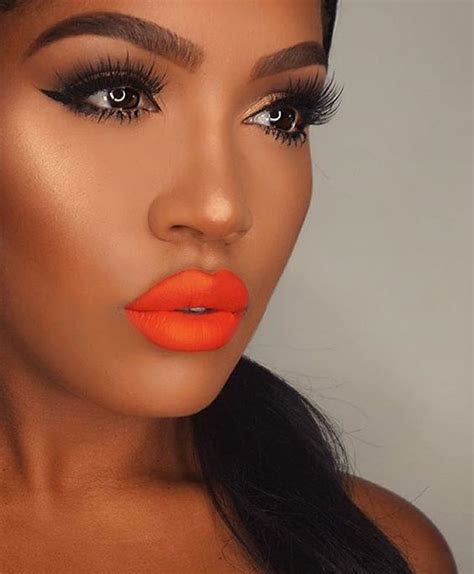 Just can't get enough of the bright orange! | Bold makeup looks, Orange lipstick makeup, Bold makeup