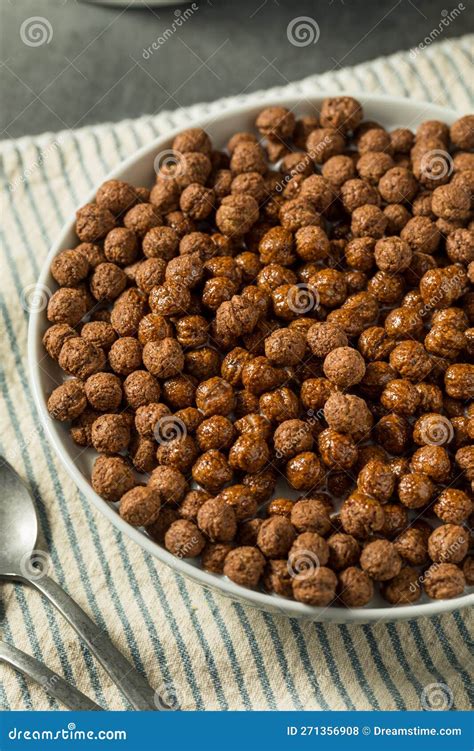 Healthy Sweet Chocolate Puff Cereal Stock Photo - Image of flakes ...