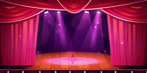 Theater concert stage with curtain cartoon scene Vector Image