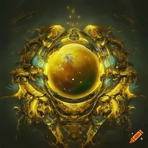 Yellow baroque sci-fi artwork