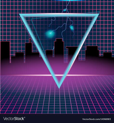 Retro neon background design triangle Royalty Free Vector