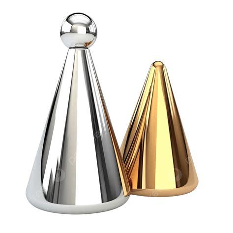 3d Abstract Gold Chrome Cone Shape, 3d, Gold, Abstract PNG Transparent ...