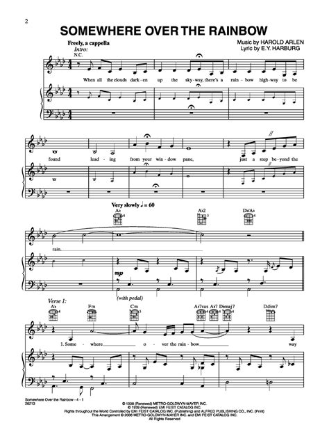 Somewhere Over The Rainbow Piano Sheet Music Free Download - SOMEWHERESF