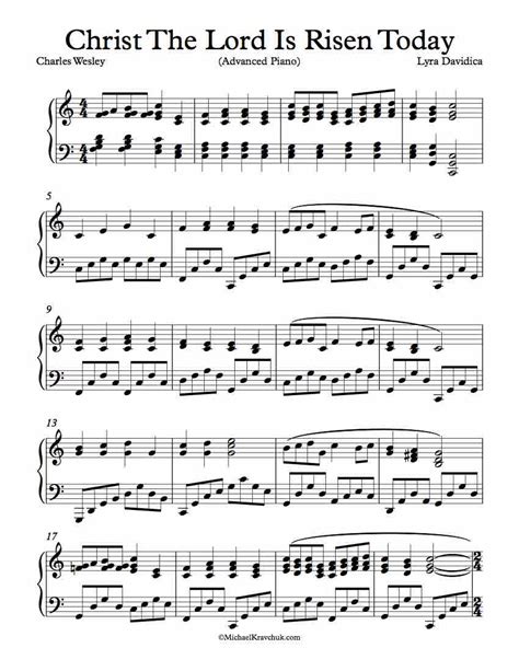 Free Piano Arrangement Sheet Music – Christ The Lord Is Risen Today ...