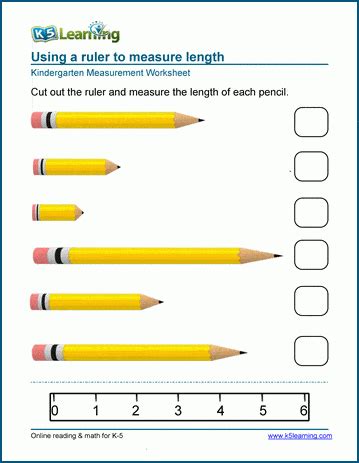 free preschool kindergarten measurement worksheets printable k5 ...